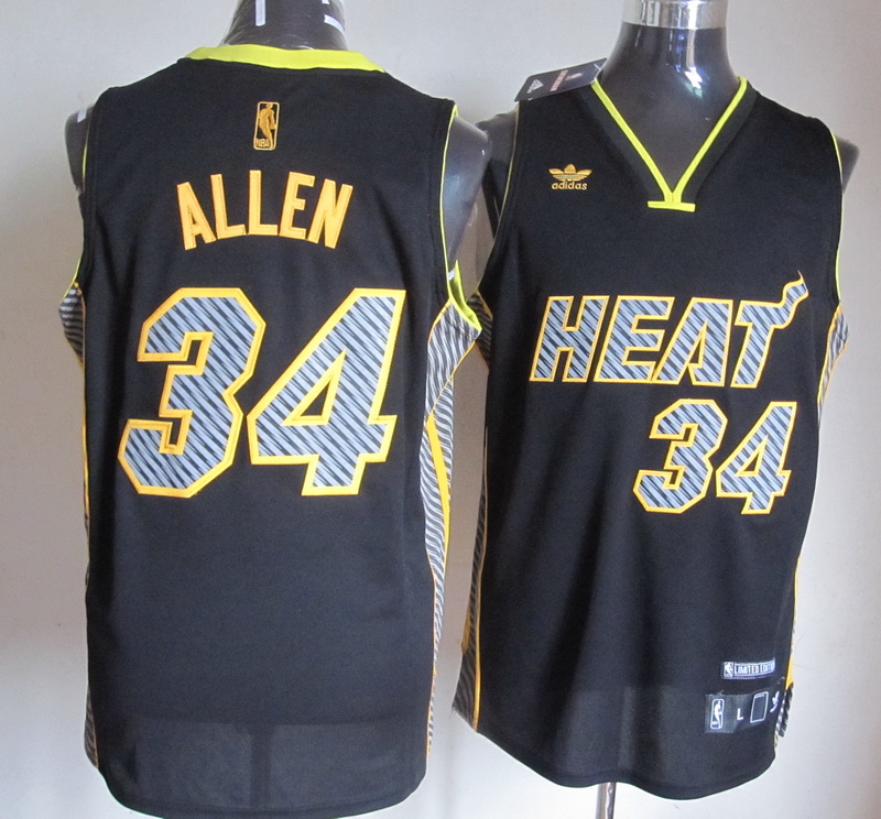 NBA Miami Heat 34 Ray Allen Electricity Fashion Swingman Black Jersey